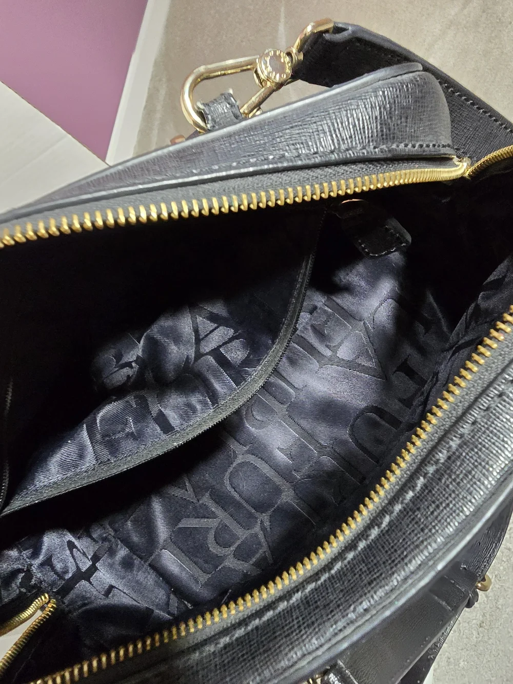 Furla Black Saffiano Leather Top Handle Bag Satchel